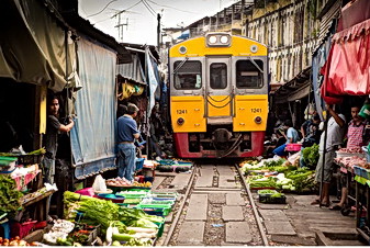Train in market